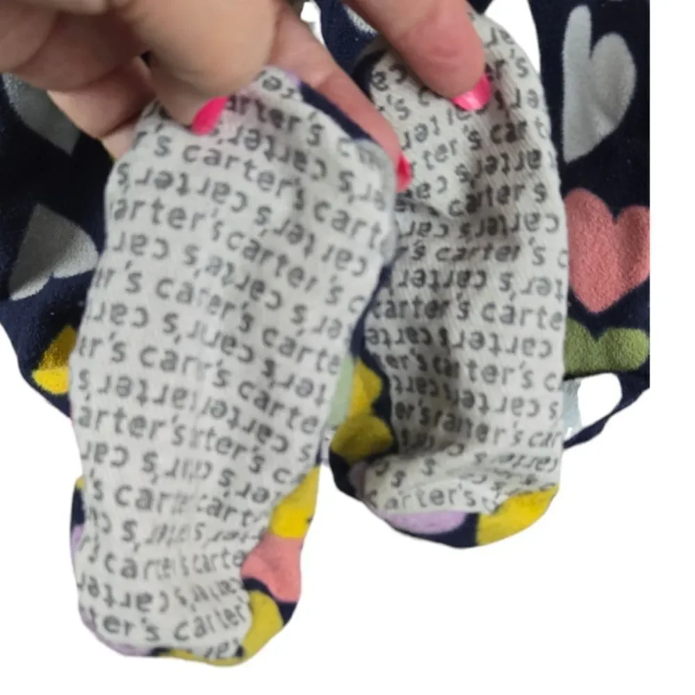 Carter's Girls 2T Navy Heart Print 1-Piece Fleece Footie PJs Sleep Play Pajama